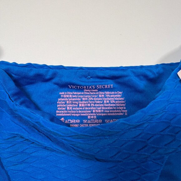 Victoria Secret Medium M Side Tie CHEEKY Bikini Bottom Textured Shocking Blue - Picture 6 of 6